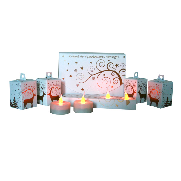 Coffret 4 photophores Cube No&euml;l &agrave; suspendre