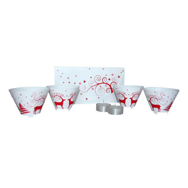 Coffret 4 photophores Coupelles No&euml;l