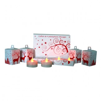 Coffret 4 photophores Cube No�l � suspendre