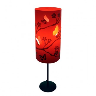 Lampe � pied Cerisier Papillon rouge
